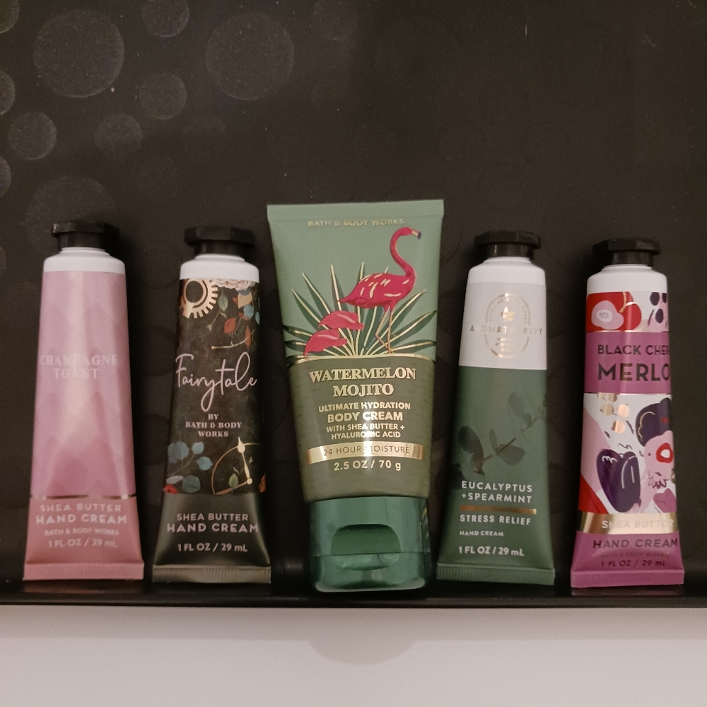 NEW Bath and Body Works Hand Creams 4-1oz. tubes and 1-2.5 oz. tube